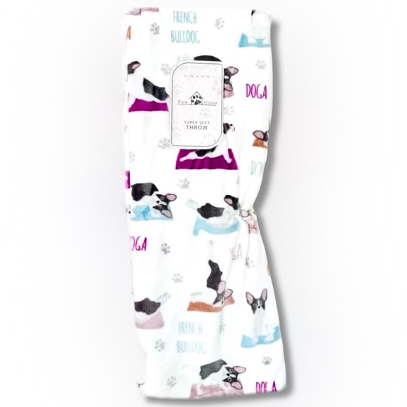 OVERSIZED Plush Throw Blanket ◈ FRENCHIE Doga Yoga - Picture 3 of 3